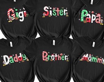 Christmas Mickey Custom Name Shirts, Disney Family Holiday Tee, Christmas Mickey and Minnie Kids Sweatshirt, XMAS Disney Family Pajama Shirt