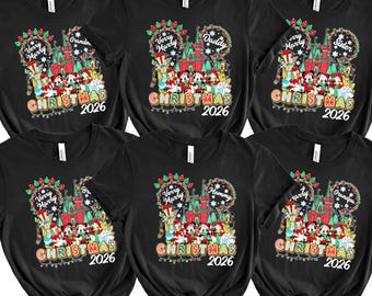 Mickey Christmas Family Vacation Shirts Custom 2026, Matching Group Adult Red T-Shirts, Diseny Christmas Gift, Mickey Holiday Shirt