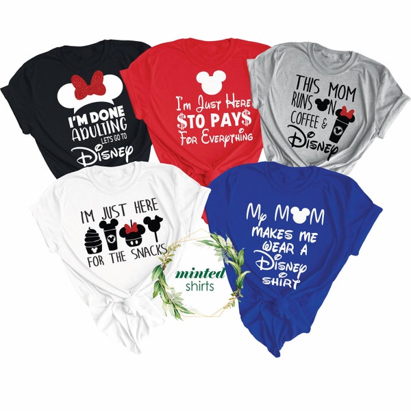 Chemises de famille Disney - Tenues de vacances Disney assorties - Chemises de famille Disney rigolotes - Chemises de groupe Disney World - Chemises Disney pour la famille