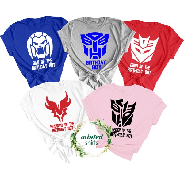 Personalisiertes Transformer Geburtstagsshirt, Trans4mer Shirt, Auto Bots Familie passende Geburtstagsshirts, Geburtstagskind Shirt, Transformer Shirt