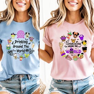 Epcot Halloween Family Shirts, Snacking Drinking Around World Tee