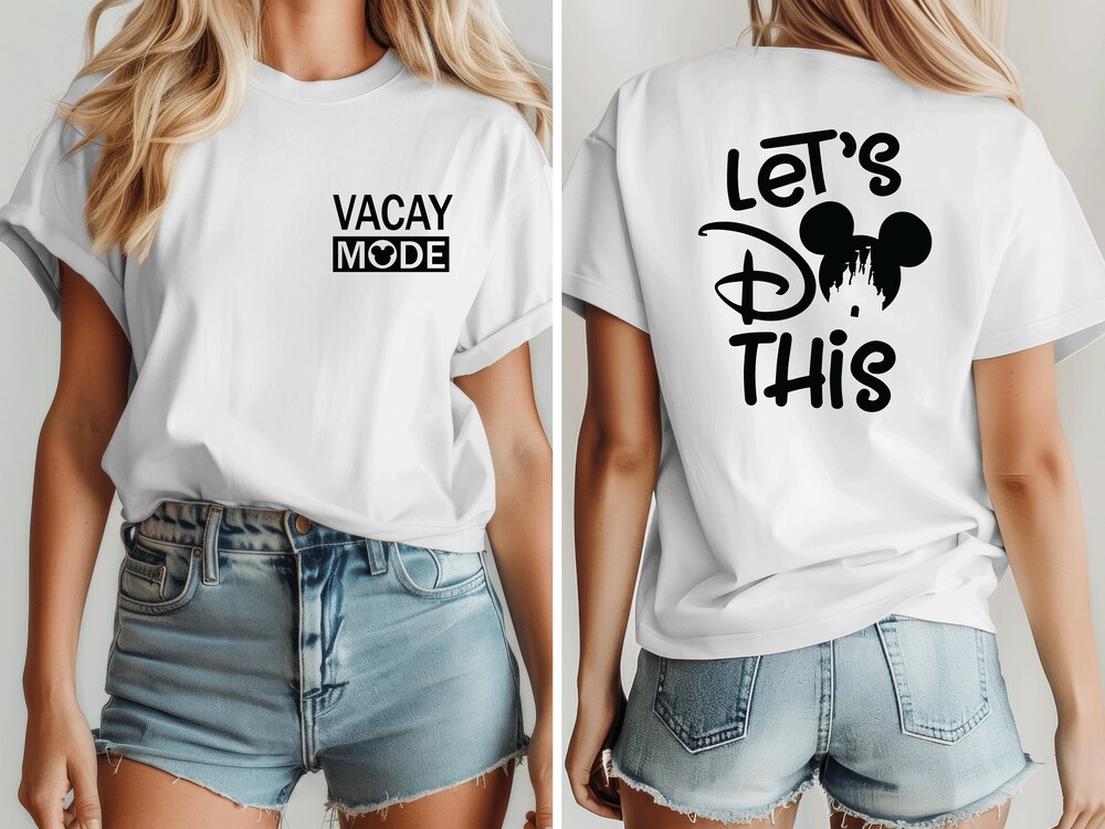 Snorider Design Disney Family Shirts Front And Back Design, Vacay Mode Front, Let'S Do This On The Back, Matching Disney Shirts, Disney Shirt, Custom Disney