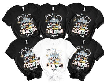 Disney Birthday Shirts for Family, Custom Disney Birthday Squad Shirts, Mickey & Minnie Matching Group B-day Shirts