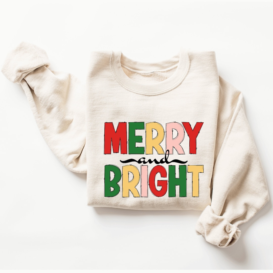 Merry & Bright Christmas Letter Graphic Sweatshirt main image 0