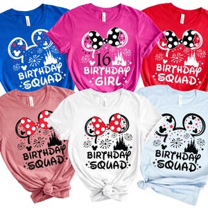 Custom Disney Birthday T-Shirt, Birthday Squad Shirt, Any Age, Front and Back Design
