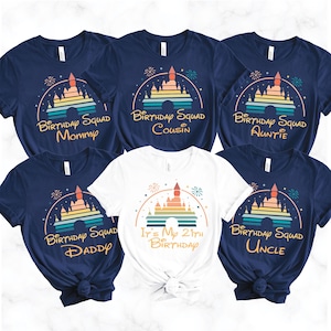 Camisetas de aniversário da família Disney, Camisetas de aniversário da família Disney combinando, Camisetas de aniversário da família Disney World, Camisetas da família Disney