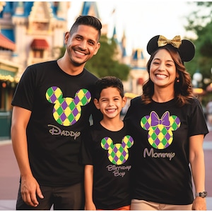 Disney Mardi Gras Shirt, Custom Disney Mardi Gras T-shirts, Disney Family Matching Mardi Gras 2025 T-shirt, Disney Mardi Gras Party Tee