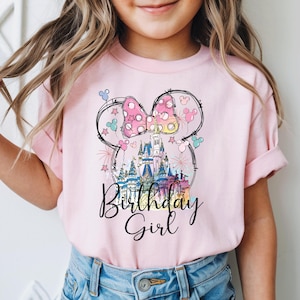 Disney Birthday Shirt, Disney Birthday Girl Shirt, Disney Birthday Squad Shirts, Disney Birthday Group Shirts, Disney Watercolor Castle Tee