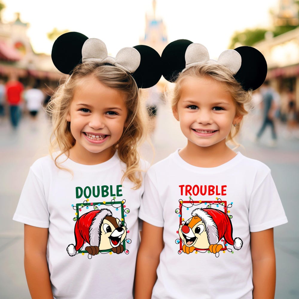 Couple Christmas Shirts, Double Trouble Christmas Sweatshirts, Christmas Family Vacation Tees, Christmas Family Shirts, Christmas Cartoon Onlytee