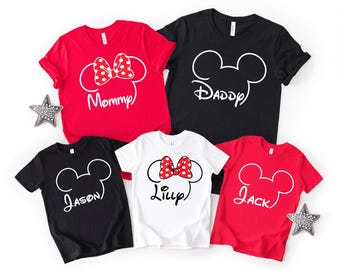 Camisetas Disney a juego para toda la familia, camisetas personalizadas de Mickey y Minnie para mamá y papá.