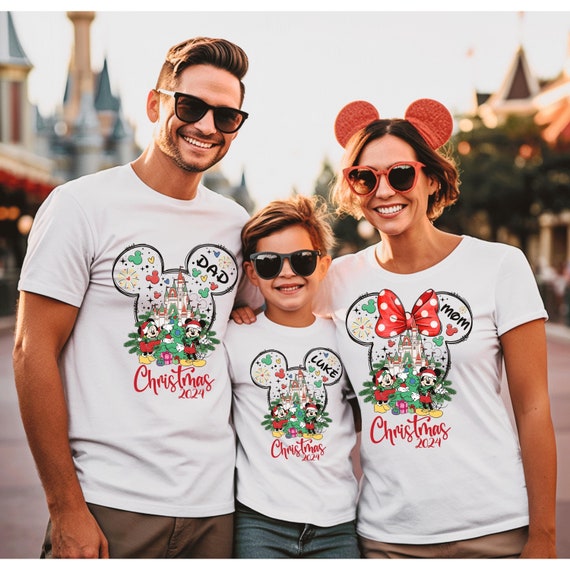 Family Disney Christmas Shirts, Custom Mickey and Minnie Matching Christmas  Shirts, Magic Kingdom Christmas Couple Shirts Personalized