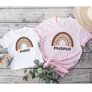Mama Mini Rainbow Shirt, Mother&#39;s Day Gift, Matching Mommy and Me Pink Tee, Mother Daughter Shirts, Mama Mini Outfit