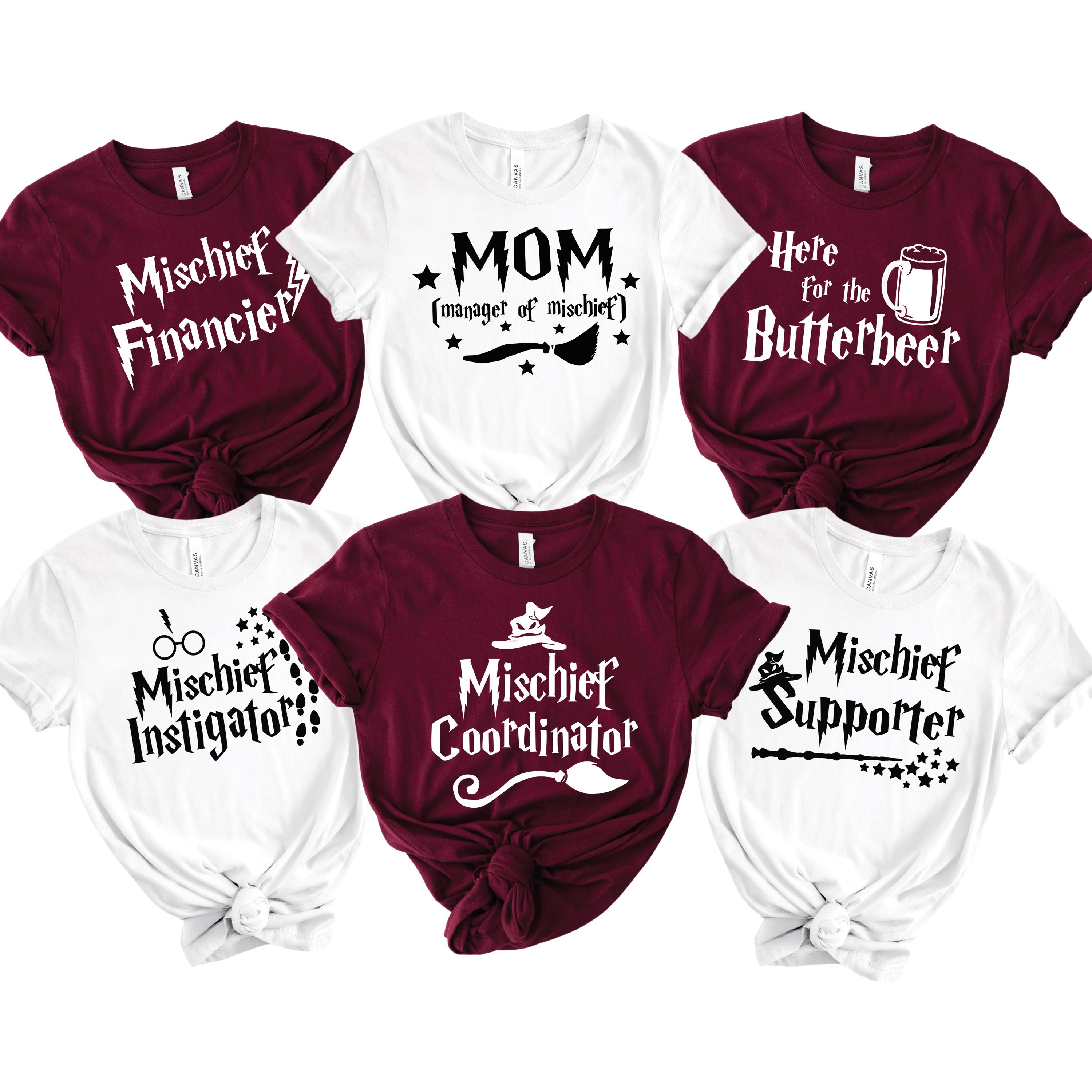 2025 Custom Universal Studios Family Shirts – Matching Wizard Vacation T-Shirts – Pottery & Mischief Theme, Personalized Group Outfits