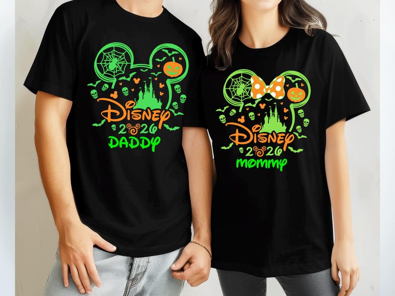 Halloween Disney Custom Shirts, Disneyland Halloween Shirts, Disney Family Matching Halloween Tee, Mickey Minnie Fall Tee image 1