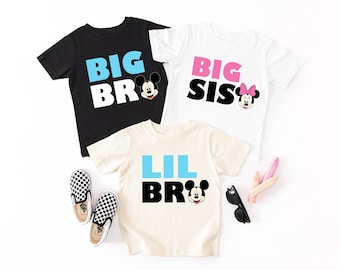 Big Bro Lil Bro Matching Shirts - Mickey Sibling Set, Brother Outfit