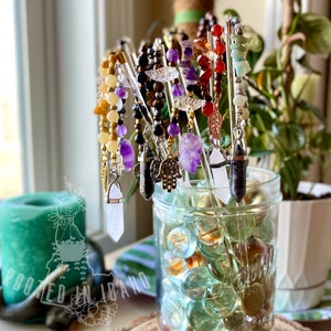 Handmade Genuine Gemstone Healing Crystal Planter Charm Wands - Suncatcher-Style Plant Decor - Multiple Available - FREE SHIPPING!