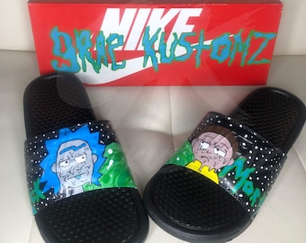 rick and morty nike slides