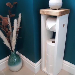 Handmade, free standing toilet roll holder, toilet, wooden, home decor, bathroom, storage, gift, shower room, shelf, new home, toilet roll.