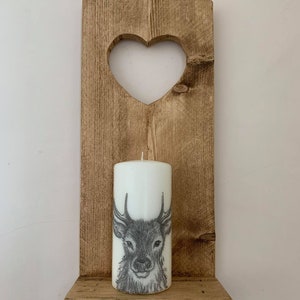 Handmade, rustic, heart, home decor, wooden, candle holder, new home, housewarming, gift, farmhouse gift, stag, unique gift, heart, shelf.