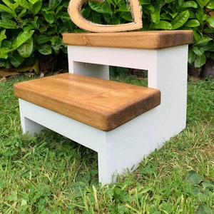 Handmade Chunky Wooden Step Stool: Kids Helper Step