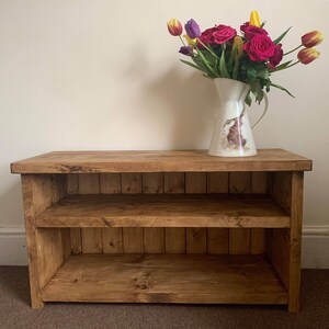 Handmade, shoe storage, rustic, wooden, new home, gift, storage with shelf, entry way, coat hook, shoe rack, hallway, home decor, shoe bench Dark Oak Wax