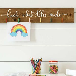 Handmade, look what I made, sign, plaque, painting, artwork display, craft, nursery, school, personalised, home decor, gift, playroom, kids.