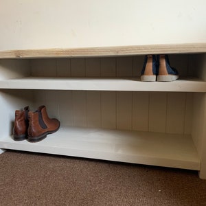 Handmade, shoe storage, rustic, wooden, new home, gift, storage with shelf, entry way, coat hook, shoe rack, hallway, home decor, shoe bench Coastal (Pictured)