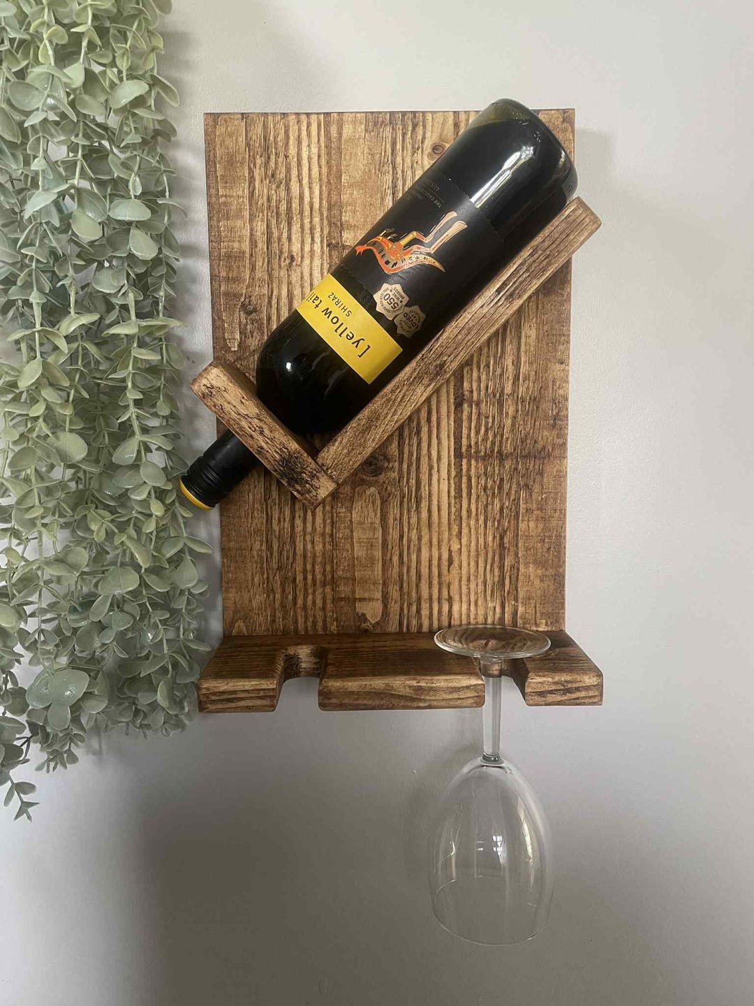 Rustic Wine Rholder Handmade Rustic Wood Wine Rack & Glass Holder: Wall Mounted Home Decor ...