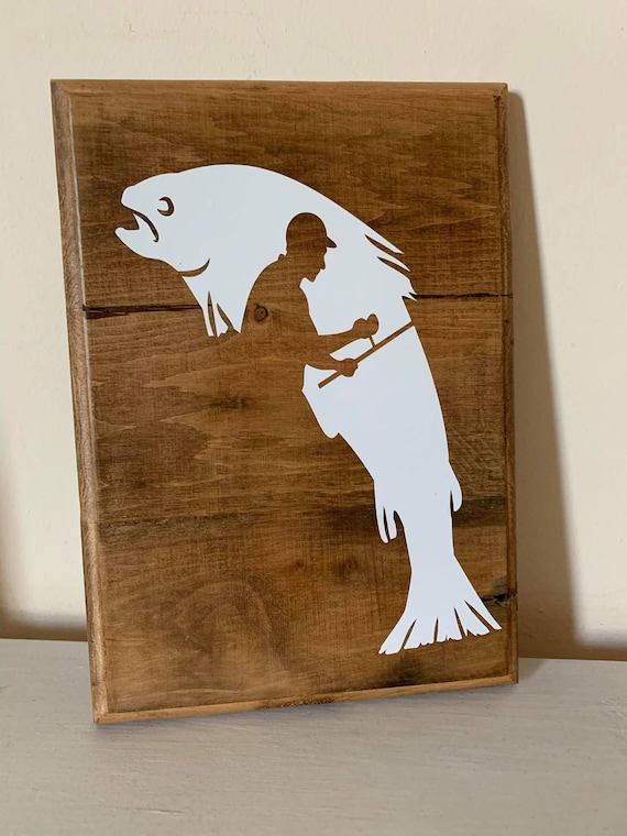 Handmade, Fishing, Gift for Dad, Father, Granddad Gift, Wooden