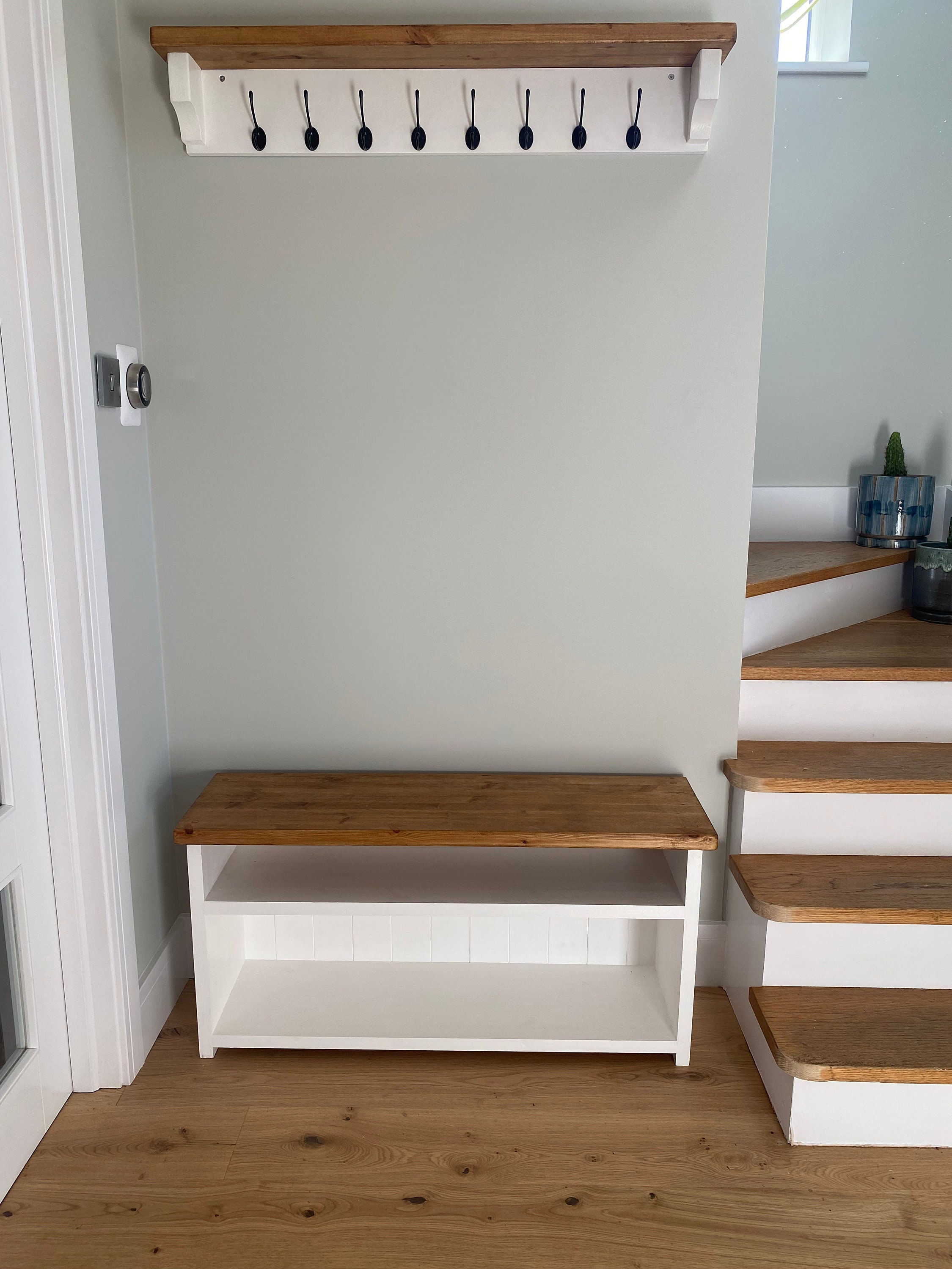 Handmade Coat Hook & Shoe Storage Bench Cast Iron Rustic Etsy UK