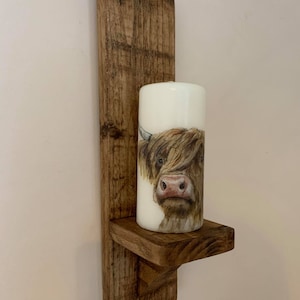 Handgemachte rustikale Holzleuchte: Kerzenhalter Regal