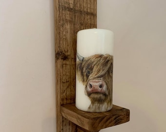 Handmade Rustic Wooden Sconce: Candle Holder Shelf
