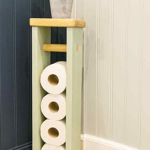 手作り、自立式トイレットペーパーホルダー、トイレ、木製、室内装飾、バスルーム、収納、ギフト、シャワールーム、棚、新居、トイレットペーパー。