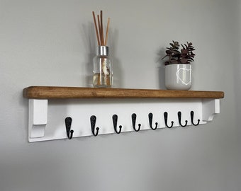 Hecho a mano, rústico, llavero, gancho para llaves, organizador de llaves,  nuevo hogar, regalo, de madera, montado en la pared, estante de pared para