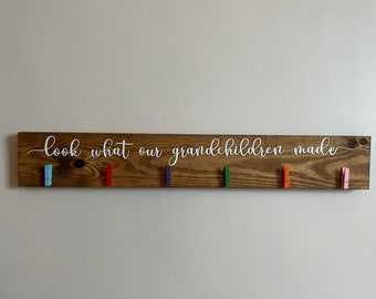 Handmade, grandchildren, mothers day, grandparents, grandkids, sign, plaque, painting, artwork display, personalised, playroom, gift, home.