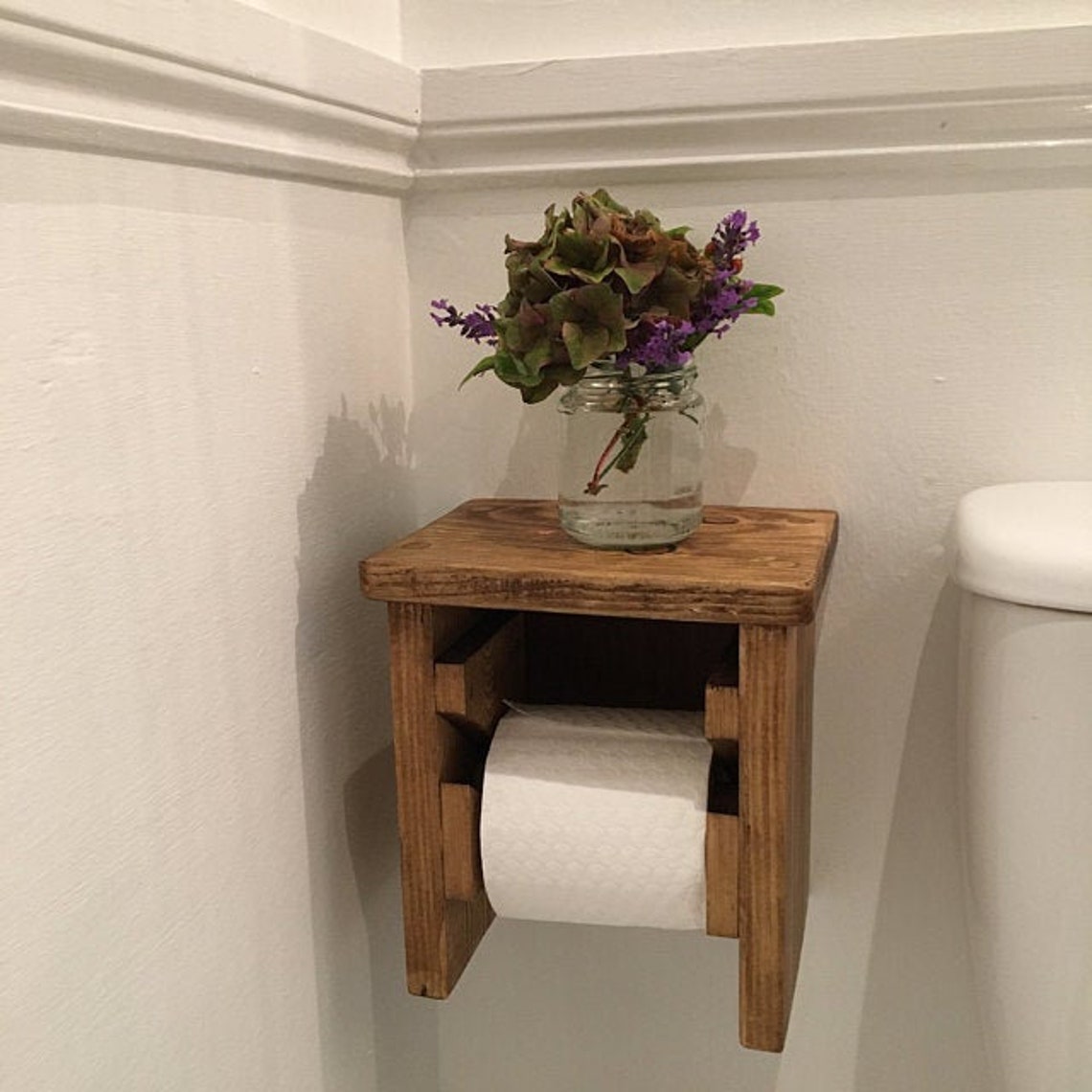 Handmade rustic toilet roll holder wooden reclaimed Etsy