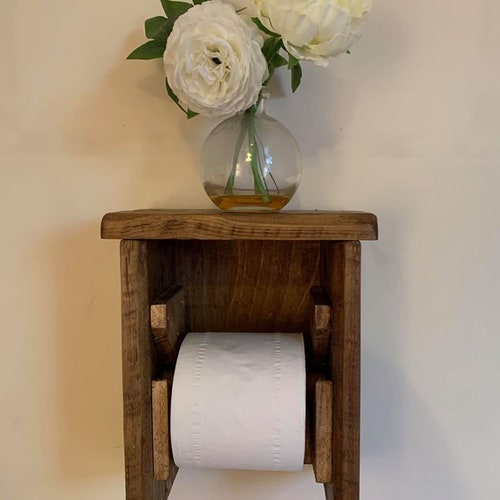Rustic Industrial Toilet Roll Holder & Shelf Etsy UK
