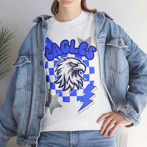 Eagles School Spirit Tee, Casual Summer Shirt, Unisex Cotton Tee, Sports Fan Apparel, School Spirit Wear, Unique Eagle Design
