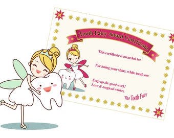 Tooth Fairy Certificate, Instant Download, Printable Certificate from the Tooth Fairy, Lost Tooth, Printable Boy Girl Tooth Fairy