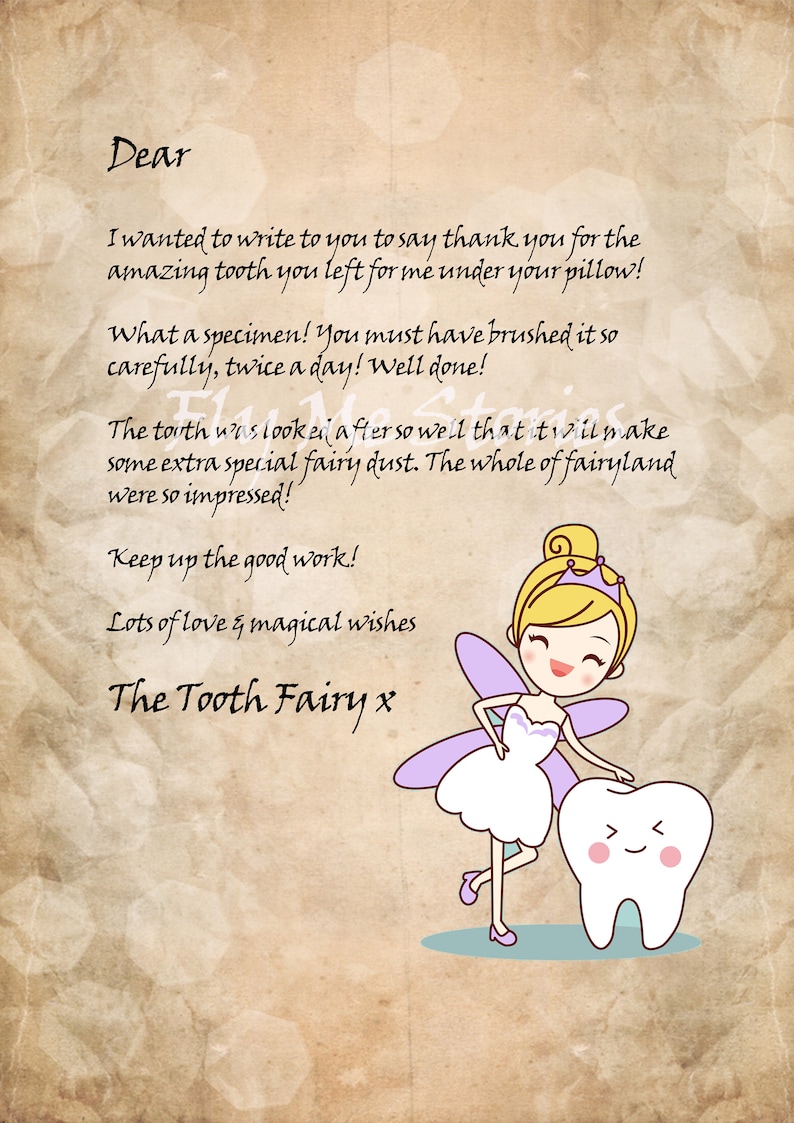 Letters From The Tooth Fairy Free Printables Calendar Of National Days