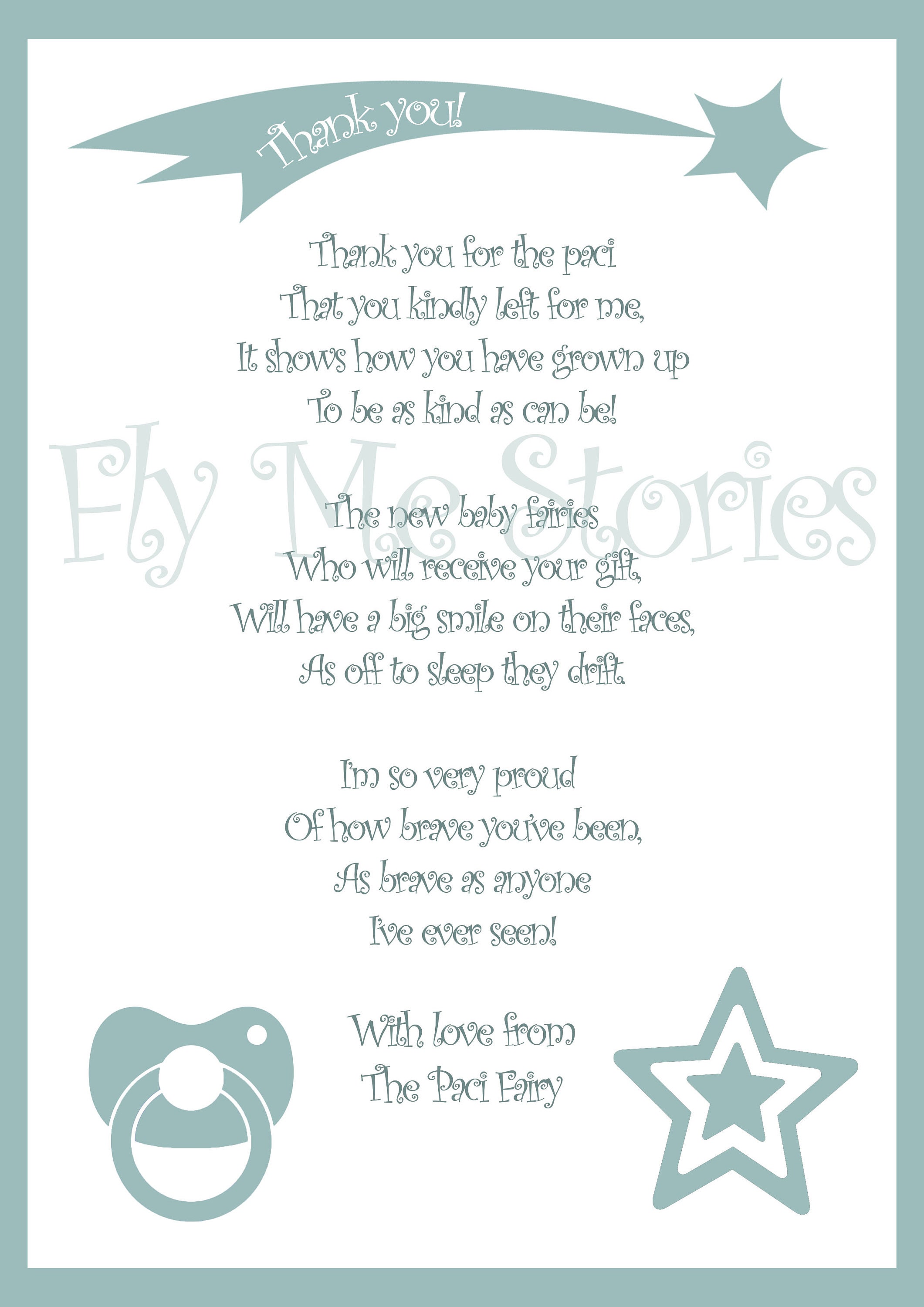 Instant Download Letter From The Paci Fairy Downloadable Paci Etsy Canada