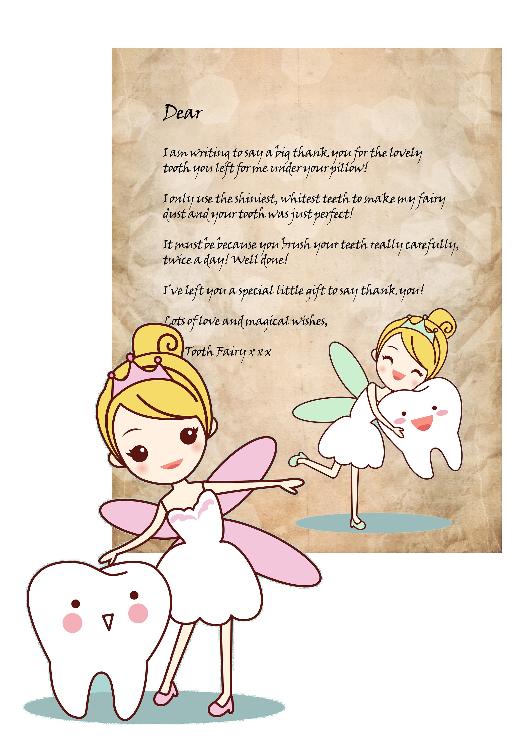 Tooth Fairy Letter, Printable Letter from the Tooth Fairy, Instant Do...