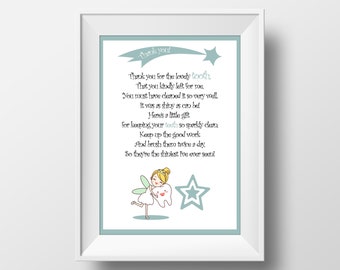 Downloadable Letter from the Tooth Fairy, Instant Download Tooth Fairy Letter, Printable Letter Tooth Fairy, Printable Tooth Fairy Poem
