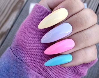 Multicolor Nails Etsy Multicolor Nails Etsy