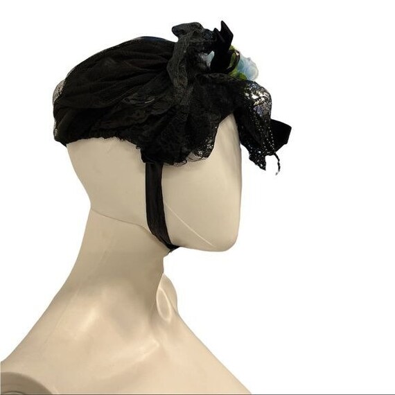 Vintage Black fortune teller hat costume with feather… Gem