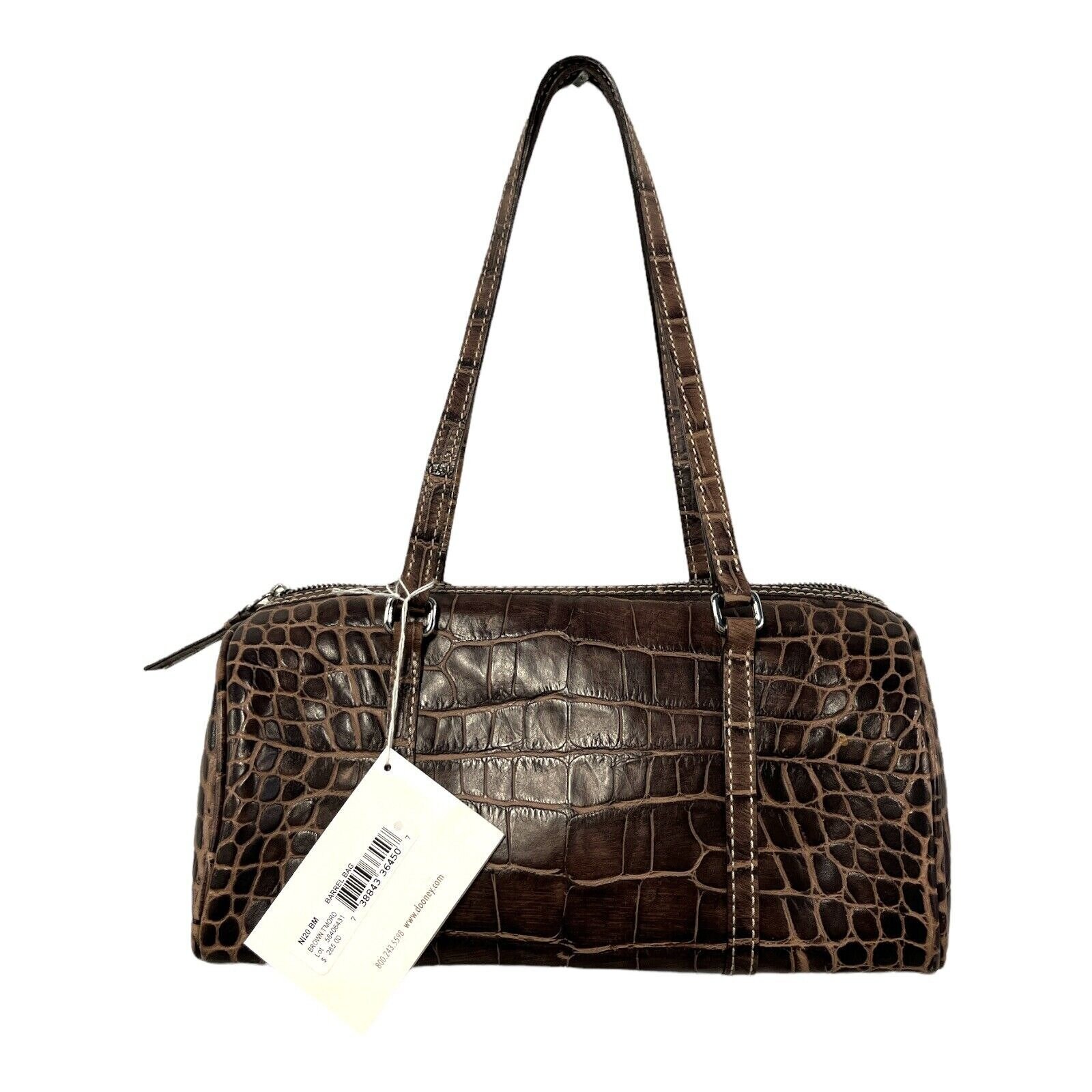 Small Square Bag Coffee Brown Crocodile Embossed PU