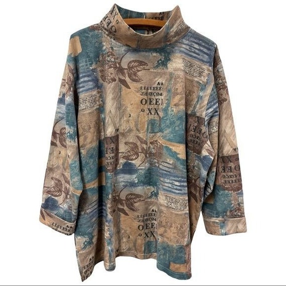 Vintage Jacque & Koko beige blue abstract pattern lon… Gem