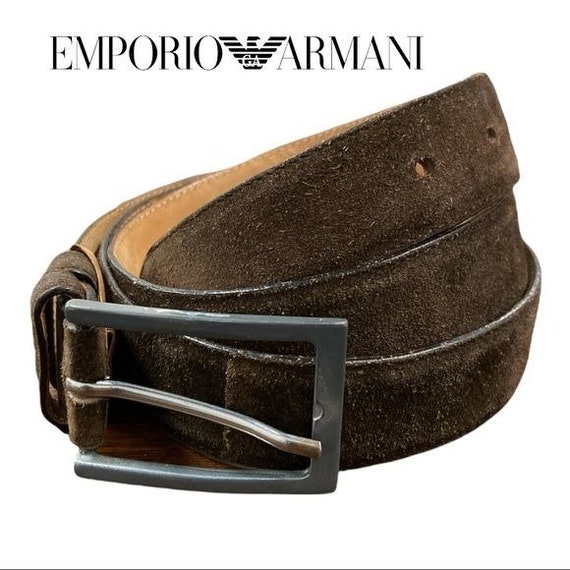 Emporio Armani Cintura in pelle scamosciata Marrone Taglia 54 - Etsy Italia