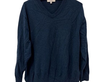 YUNY Men O-Neck Long Sleeve Knitting Splicing Fitness Sweater Pullover Dark Blue XL 