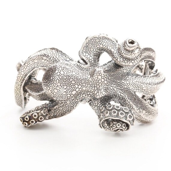 Octopus Cuff Bracelet in Solid Sterling Silver 925. 